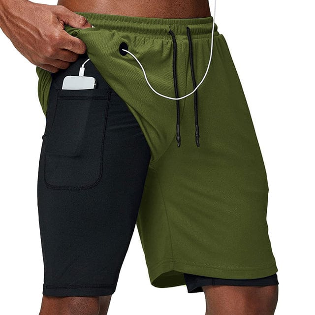 Running Shorts Men Fitness Gym Training Sports Shorts Quick Dry Workout Gym Sport Jogging Double Deck Summer Men Shorts