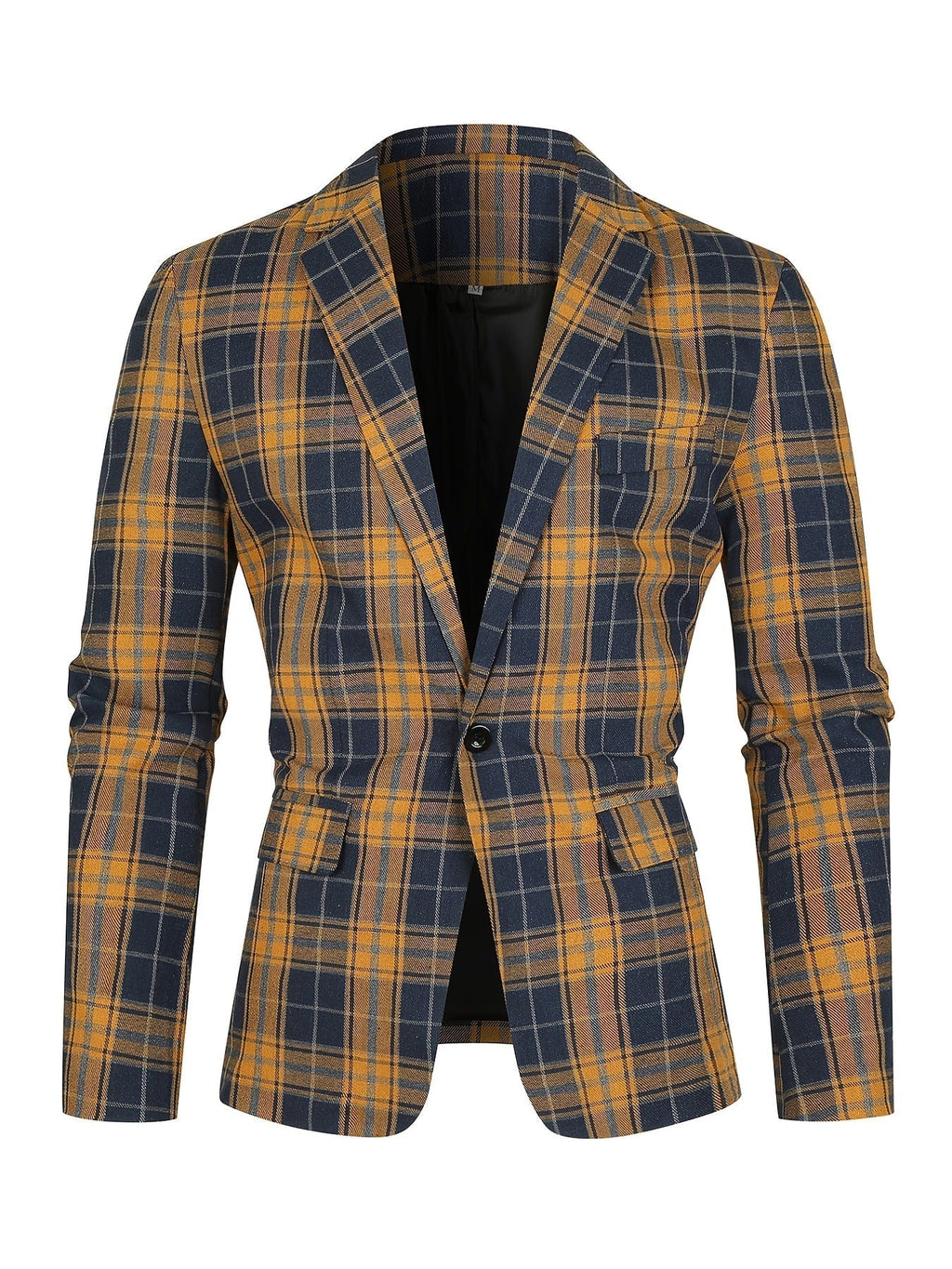 Men's Classic Fit Suits, Autumn Winter Casual Sports Slim Fit One Button Plaid Print Blazer Light Jacket