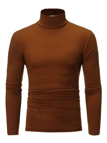 Close-Fitting And Thin, Men's Casual Long Sleeve Turtleneck Base Layer Shirt