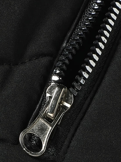 Small Size & Order Size Up Men's Solid Stand Collar Jacket, Streetwear Warm Thick Autumn Winter Cotton-padded Jacket Coat