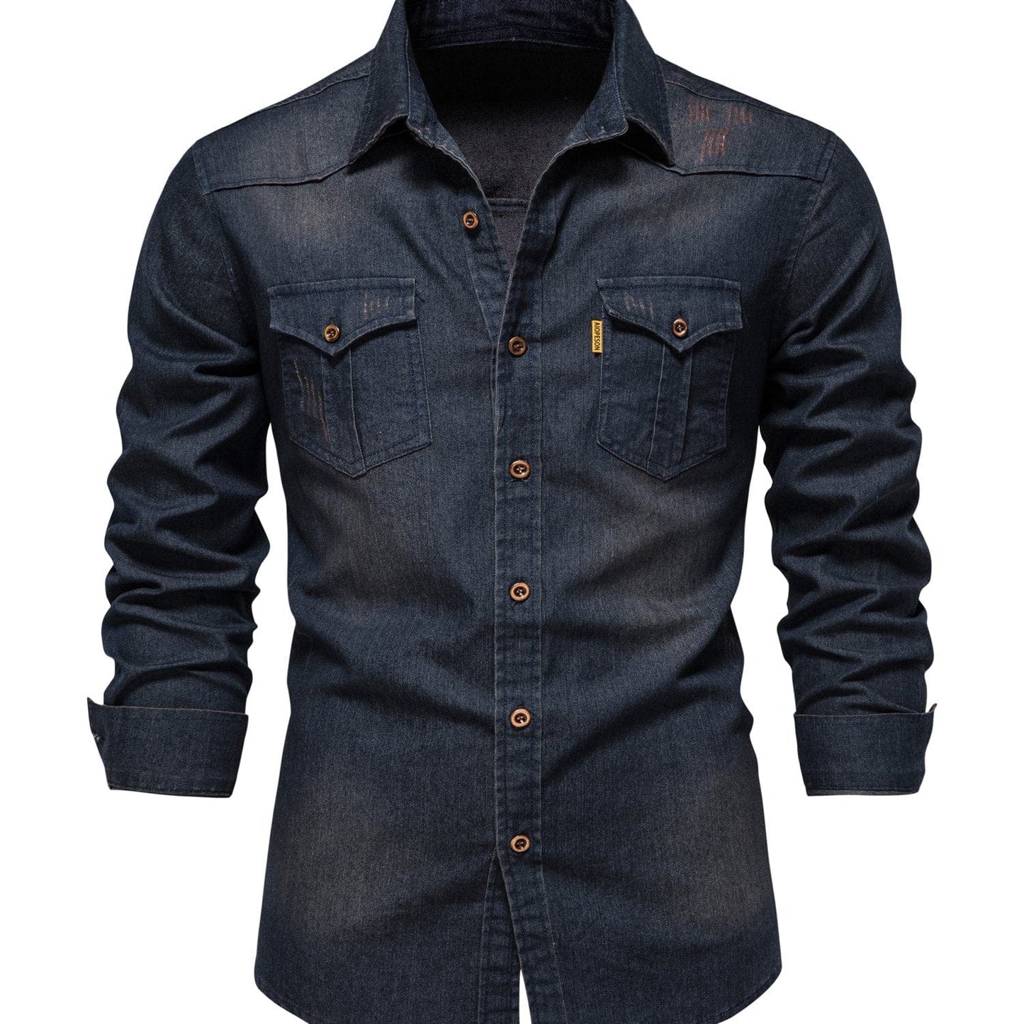 Cămașă din denim din bumbac, bărbați, cu mânecă lungă, cămăși de cowboy de calitate, pentru bărbați, ocazional, slim fit, îmbrăcăminte de designer pentru bărbați