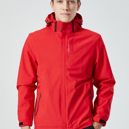 Men's Jacket For Outdoor Sports, Three-in-one Two-piece Removable Fleece Inner Belly Windproof Rainproof Winter Warm Coat