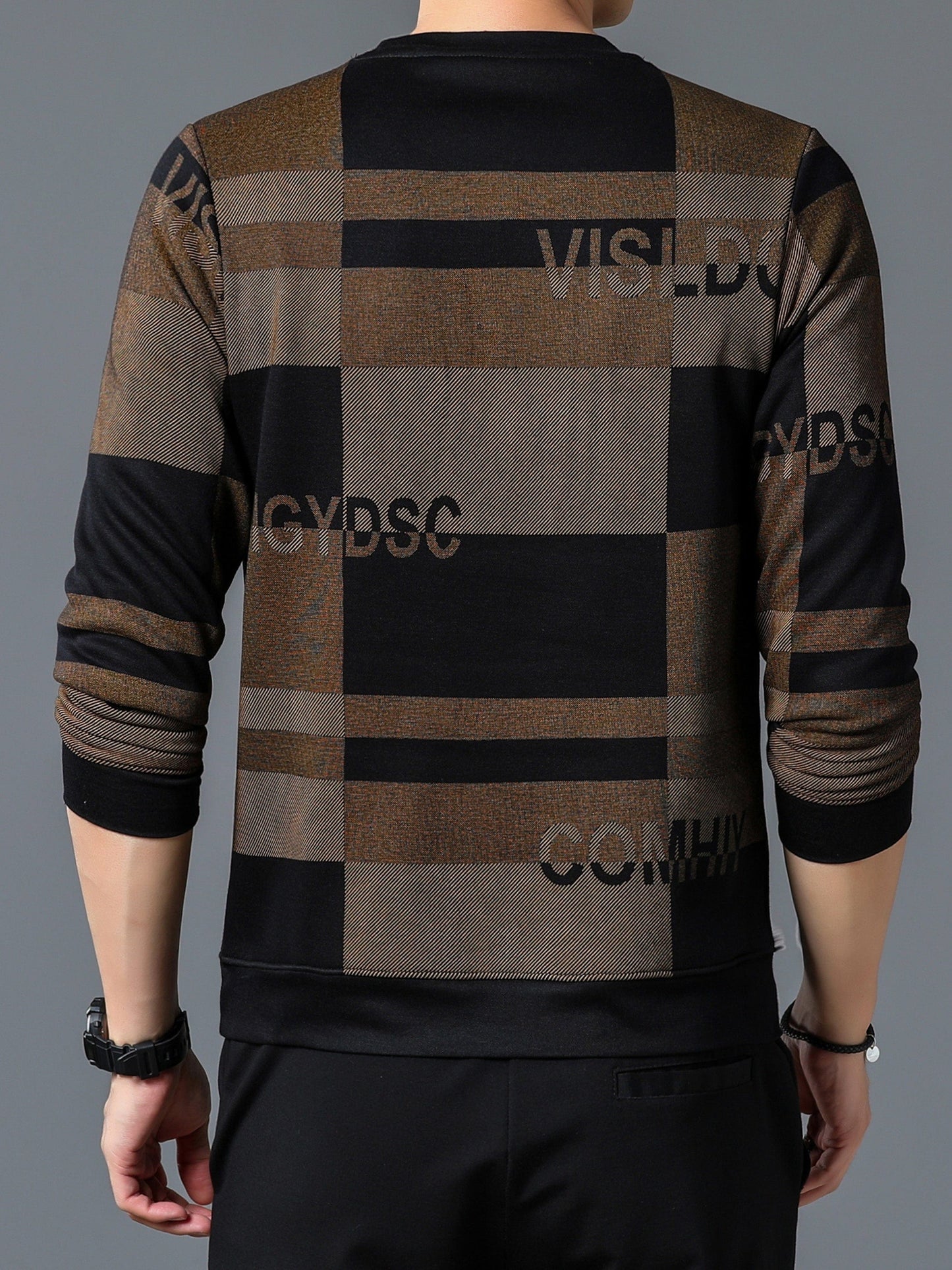 New Winter Men's Round Neck Fleece Thick Long Sleeved T-shirt Christmas Gifts