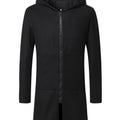 Men's Zip Winter Long Trench Coat Classic Hooded Jacket Top Coat