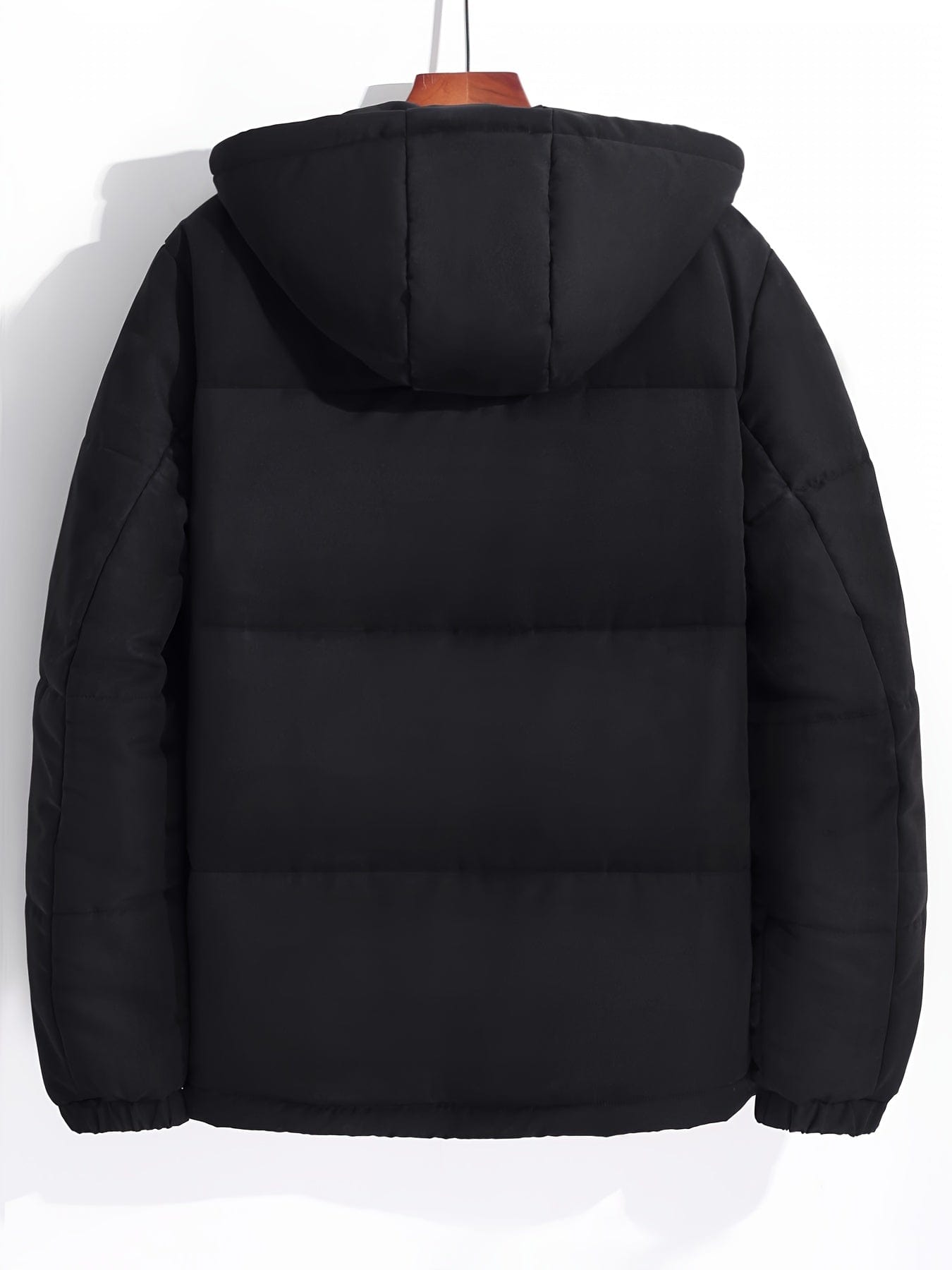 Men's Basic Letter Print Zipper Hooded Cotton-padded Jacket Coat For Winter