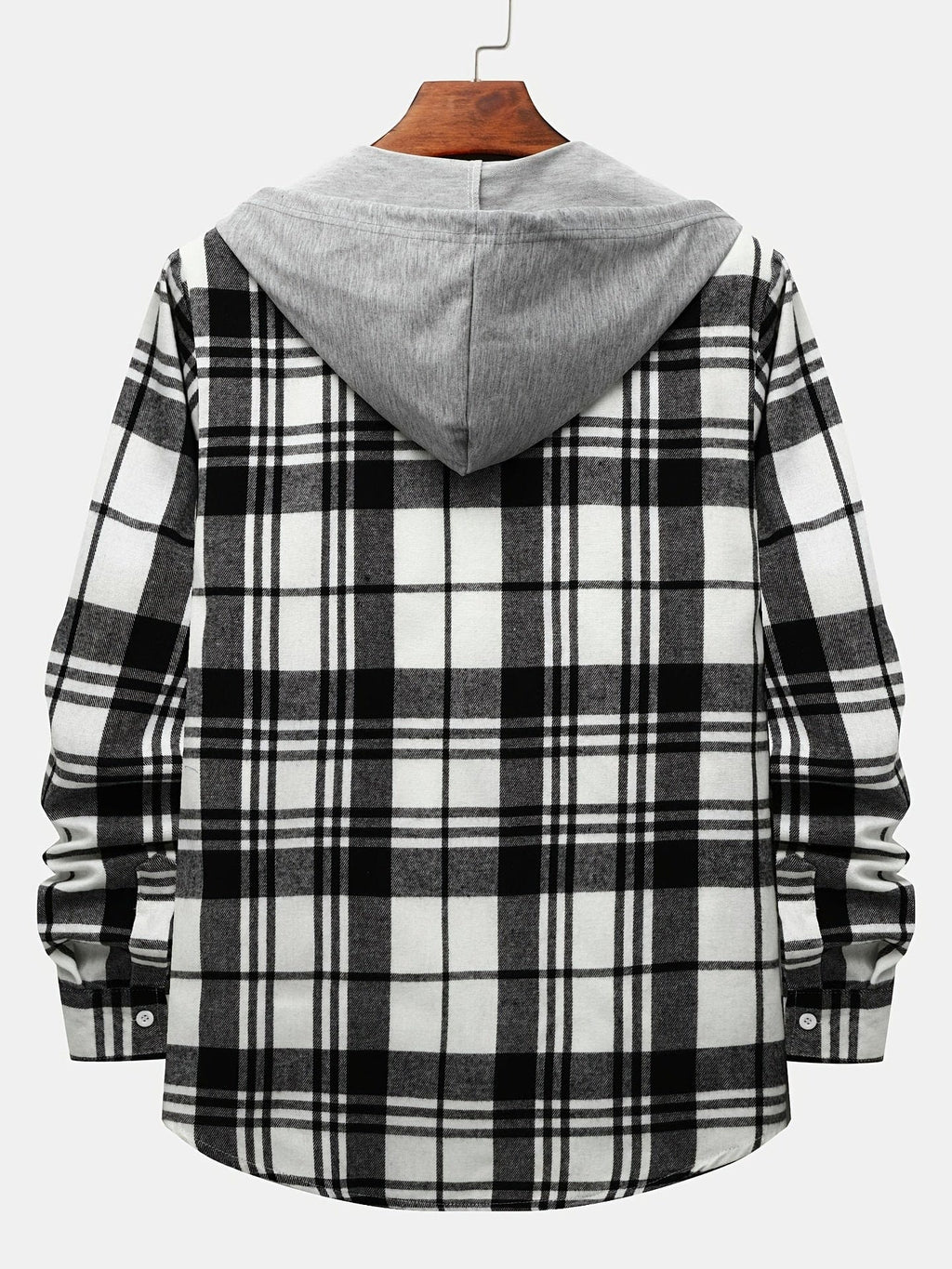 One Size Smaller,  Flannel Loose Shirt For Men Plaid Long Sleeve Casual Button-Down Shirts With Hood Christmas Gifts