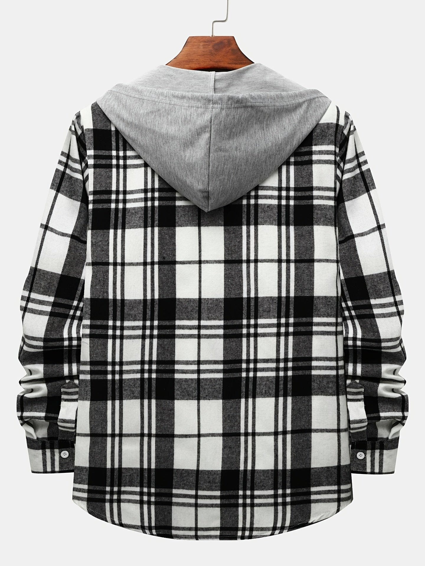 One Size Smaller,  Flannel Loose Shirt For Men Plaid Long Sleeve Casual Button-Down Shirts With Hood Christmas Gifts