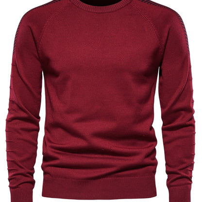 Spliced Drop Sleeve Sweater Men Casual O-neck Slim Fit