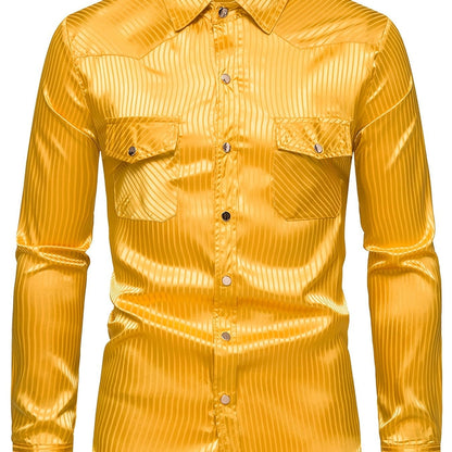 Men's Bright Stripe Two Pocket Long Sleeve Shirt