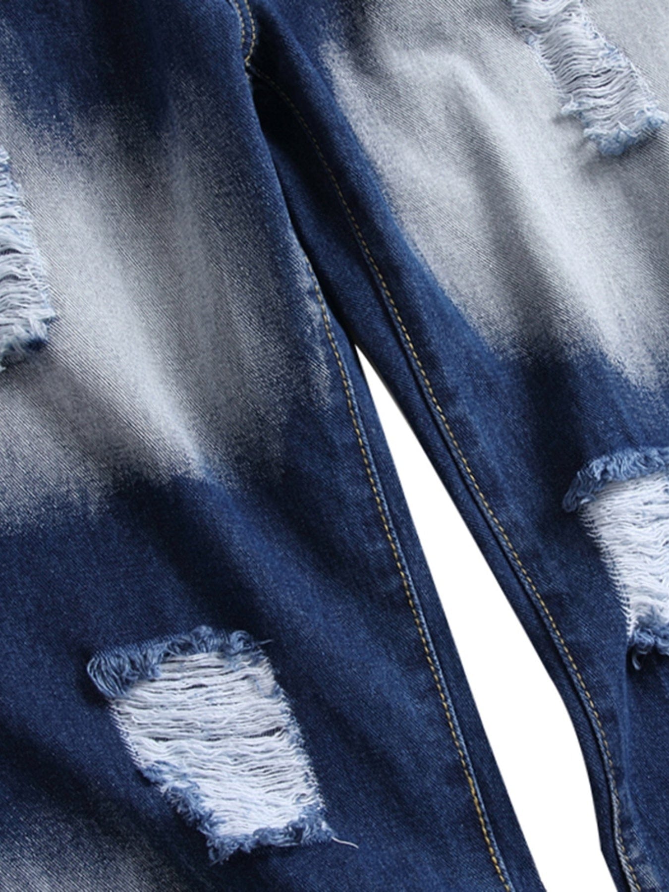 Men's Ripped Jeans, Distressed Destroyed Slim Fit Straight Leg Denim Pants