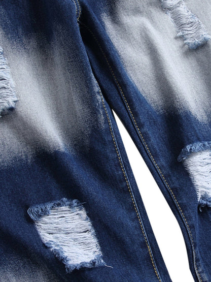 Men's Ripped Jeans, Distressed Destroyed Slim Fit Straight Leg Denim Pants