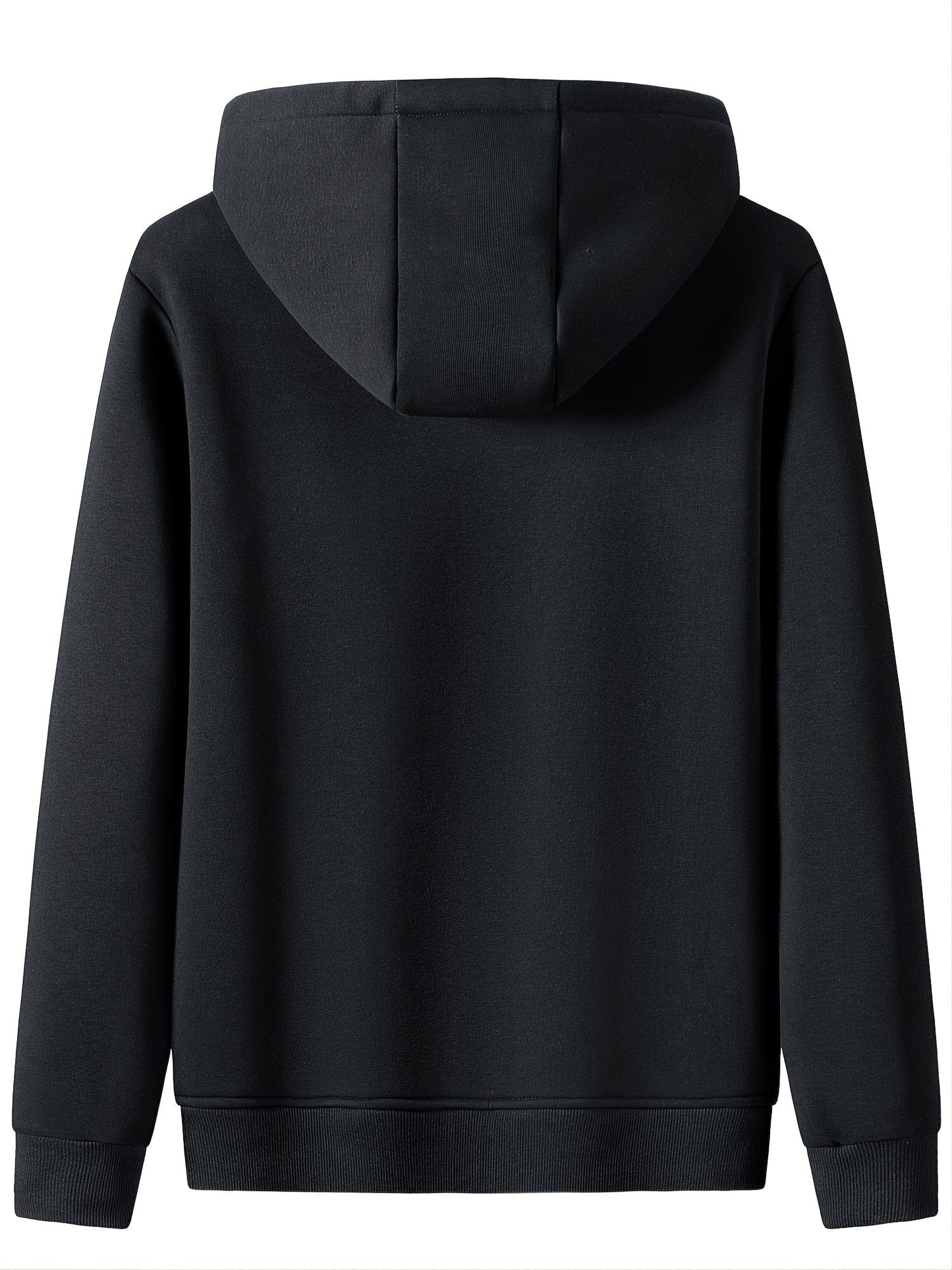 Men's Casual Fleece Thermal Drawstrings Hooded Jacket With Zipper For Winter