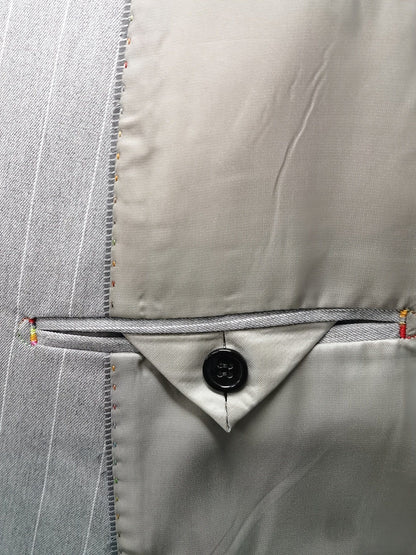 Small Size & Order Size Up, Men's Casual Striped Light Gray Suit