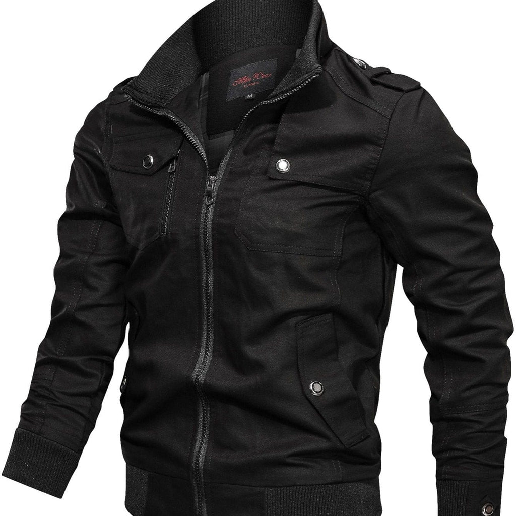 Men's Casual Stand-up Collar Jacket With Multi Pockets