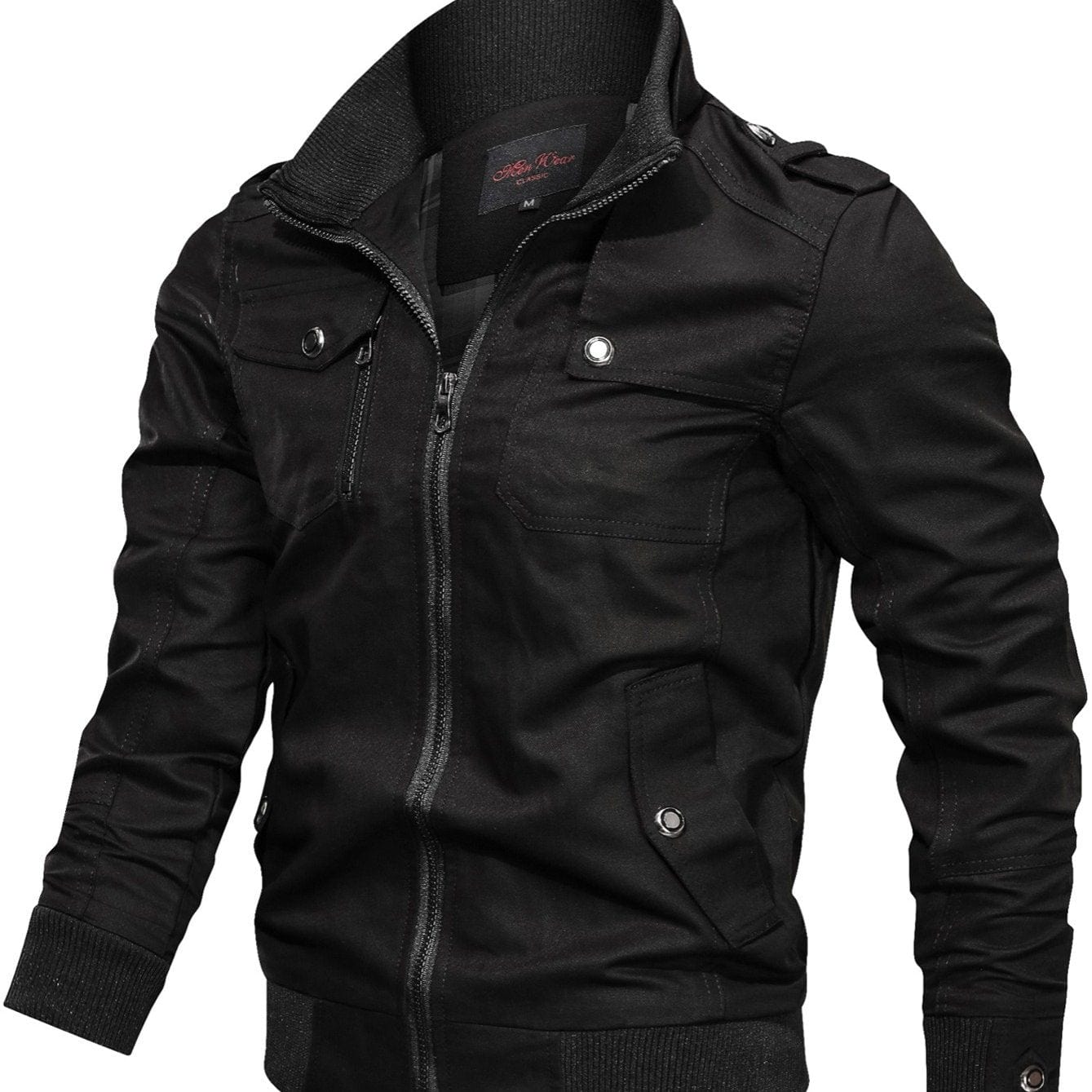 Men's Casual Stand-up Collar Jacket With Multi Pockets