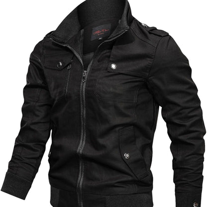 Men's Casual Stand-up Collar Jacket With Multi Pockets