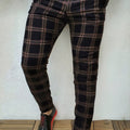 Men's Plaid Straight Slim Fit Suit Pants