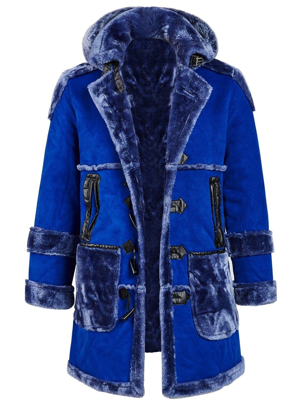 Men's Shearling Leather Coat Faux Suede Sherpa Lined Jacket With Hood Men's Clothes