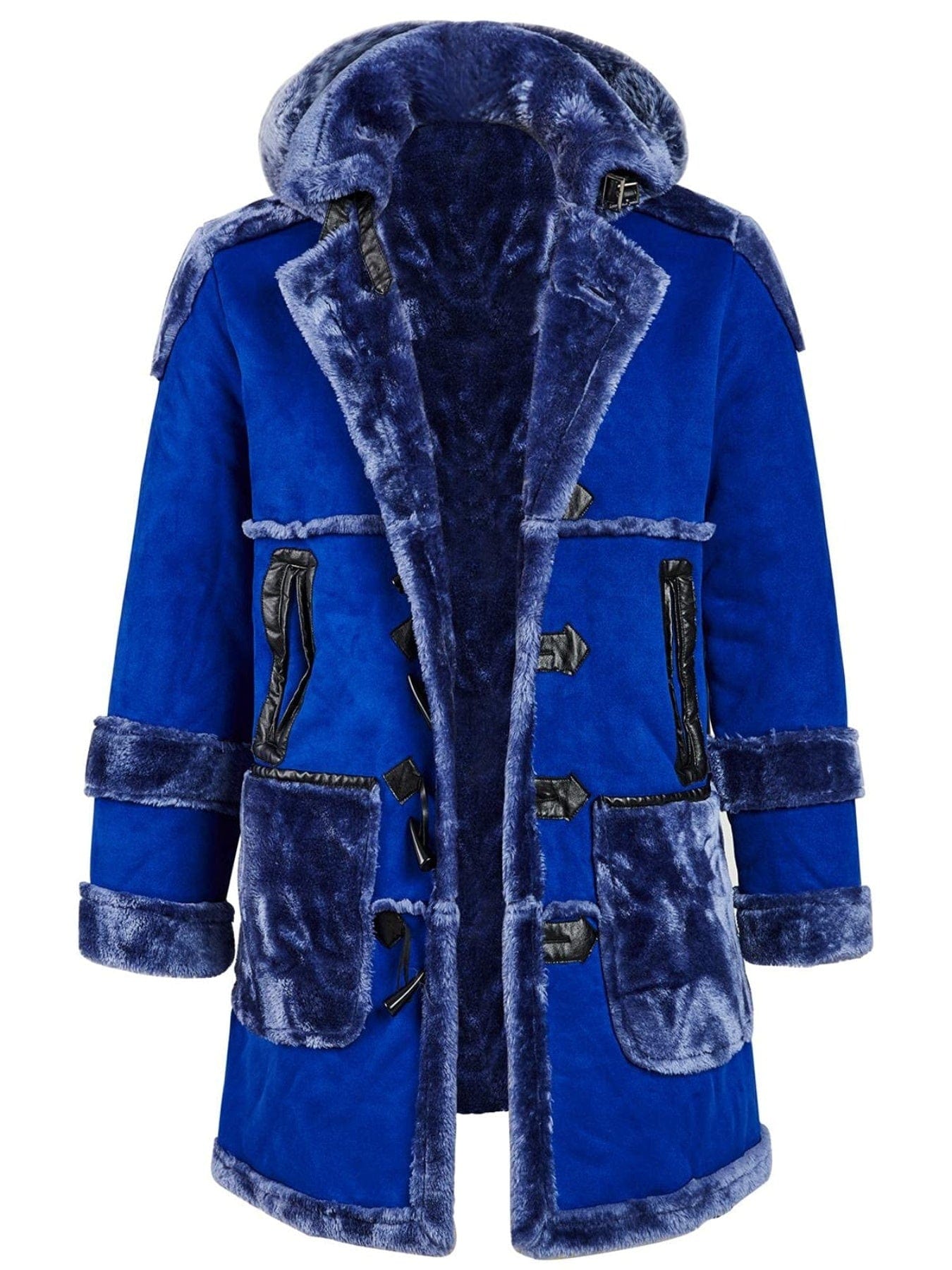 Men's Shearling Leather Coat Faux Suede Sherpa Lined Jacket With Hood Men's Clothes