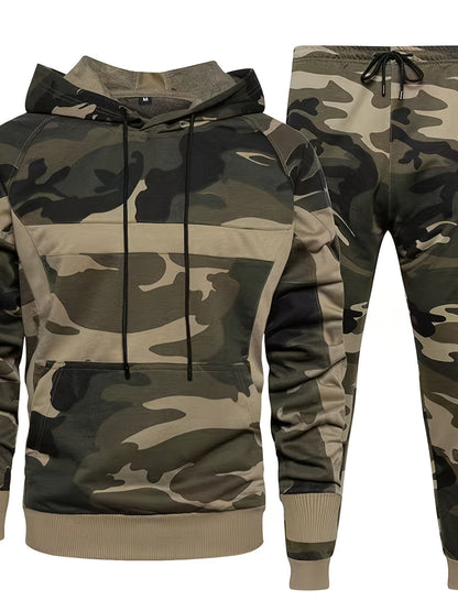 Men's Sports Suits, Camouflage Hooded, Jogging Sweatpants Suit, New Autumn And Winter