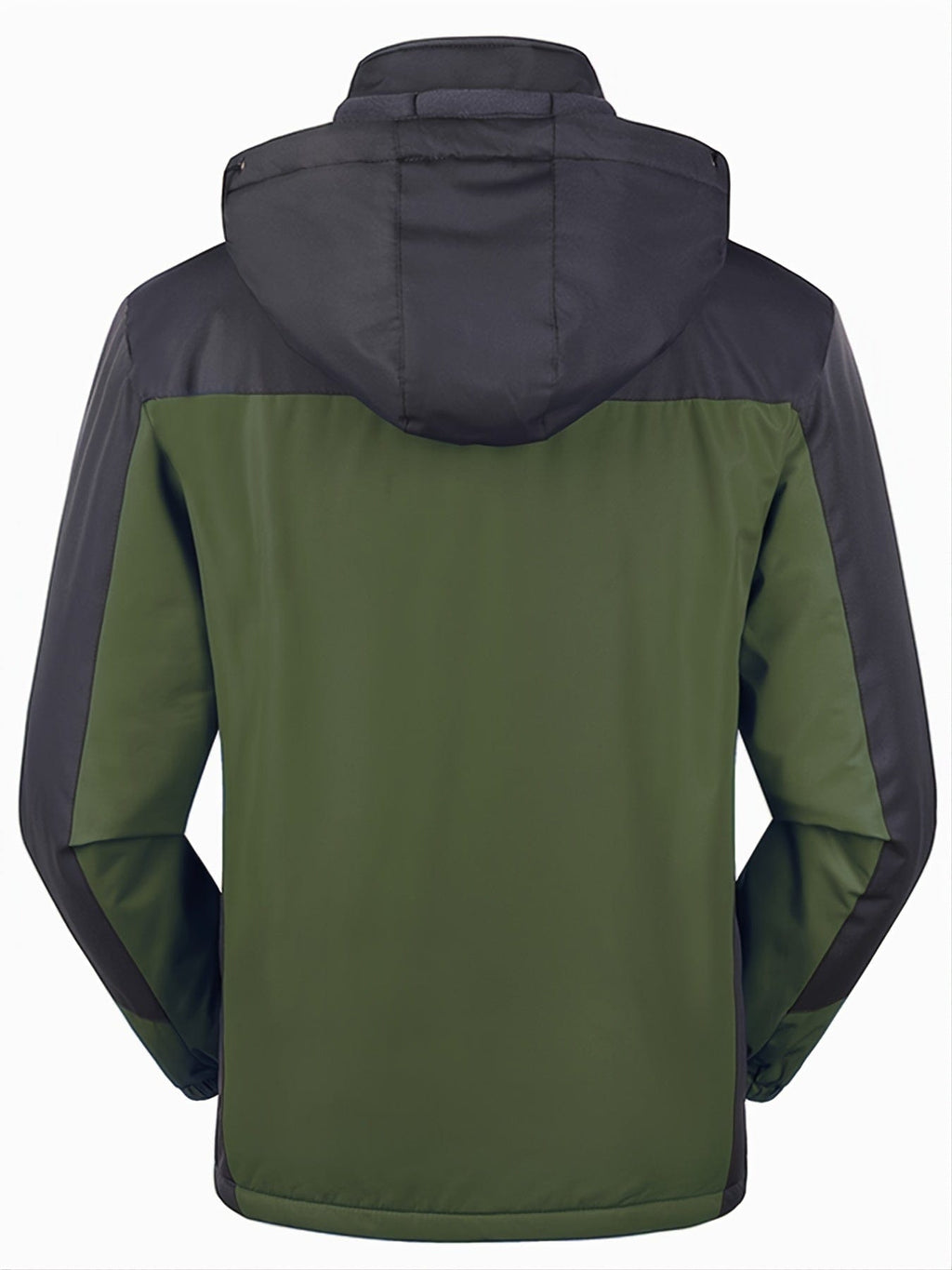 Men's Winter Outdoor Thermal Jacket, Casual Color Block Windproof Hooded Jacket With Pockets Christmas Gifts