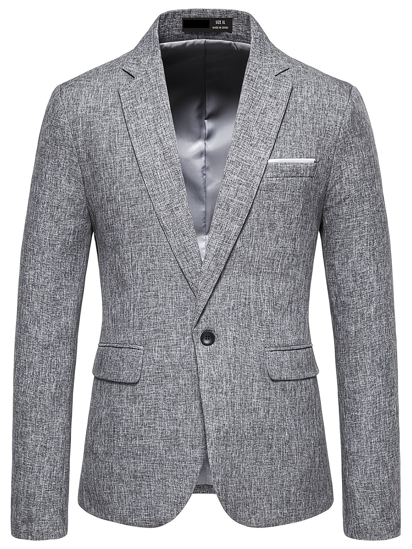 Men's Casual Grey Blazer Suit With One Button