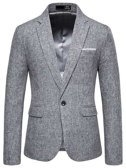 Men's Casual Grey Blazer Suit With One Button