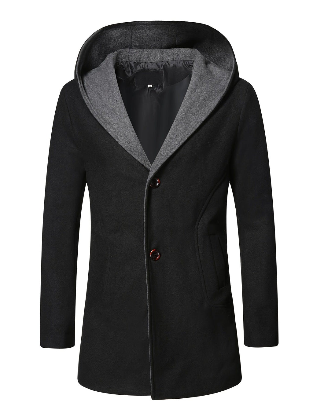 Men's Wool Coat Winter Long Trench Coat Classic Hooded Jacket Top Coat