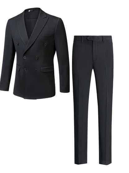 Men's Gentlemen Double Breasted Suit Blazer & Pants Set For Party Performance Business Occasion