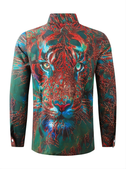 New Men's Printed Green Long Sleeve Shirt Christmas Gifts