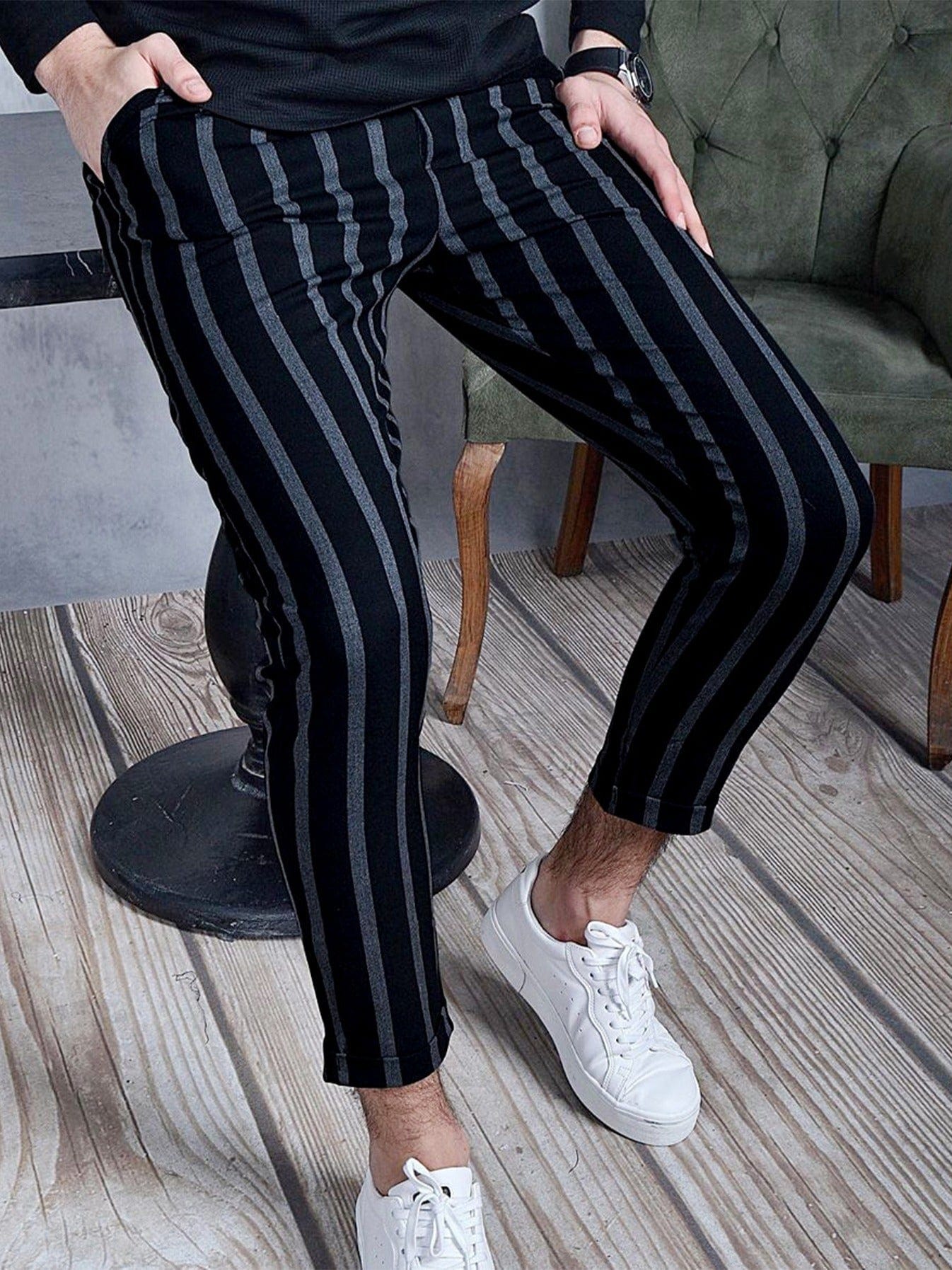 Men's New Autumn Striped Slim Fit Suit Pants