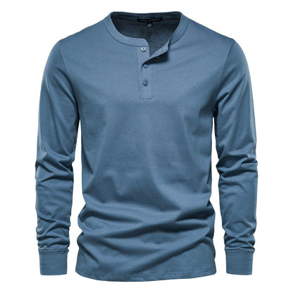 Men's Henley Collar Long Sleeve T Shirt