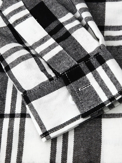 One Size Smaller,  Flannel Loose Shirt For Men Plaid Long Sleeve Casual Button-Down Shirts With Hood Christmas Gifts