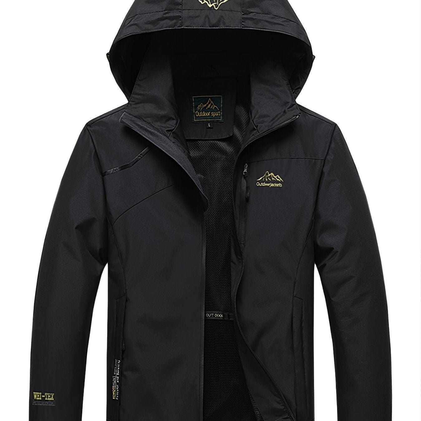 Men's Waterproof Hooded Windbreaker, Zip Up Lightweight Outerwear For Hiking Travel Outdoor, Unisex Clothes