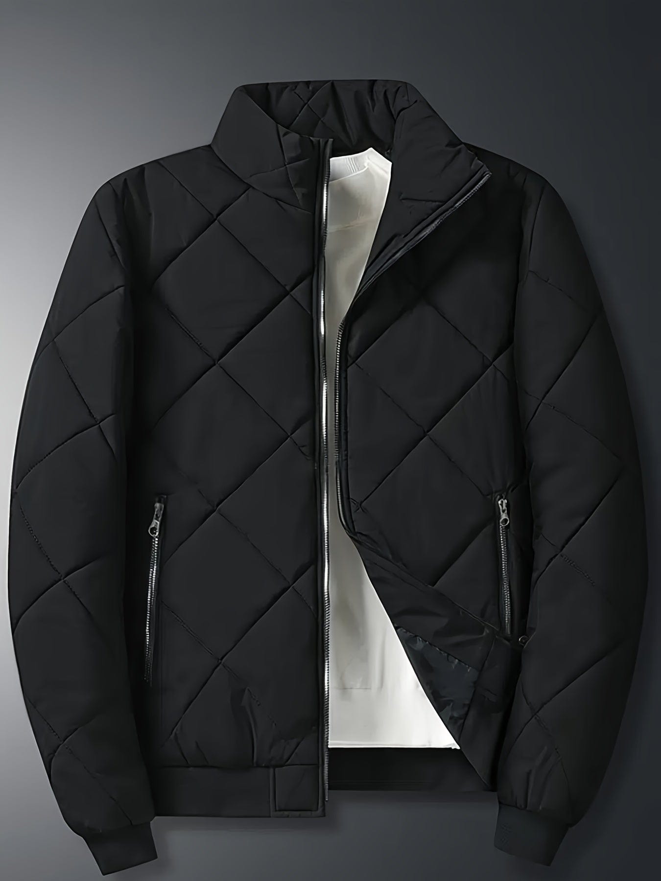 Small Size & Order Size Up Men's Solid Stand Collar Jacket, Streetwear Warm Thick Autumn Winter Cotton-padded Jacket Coat