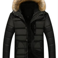 Autumn And Winter New Men's Slim Fleece Hooded Sweater Collar Cotton Coat (Sweater Collar Removable)