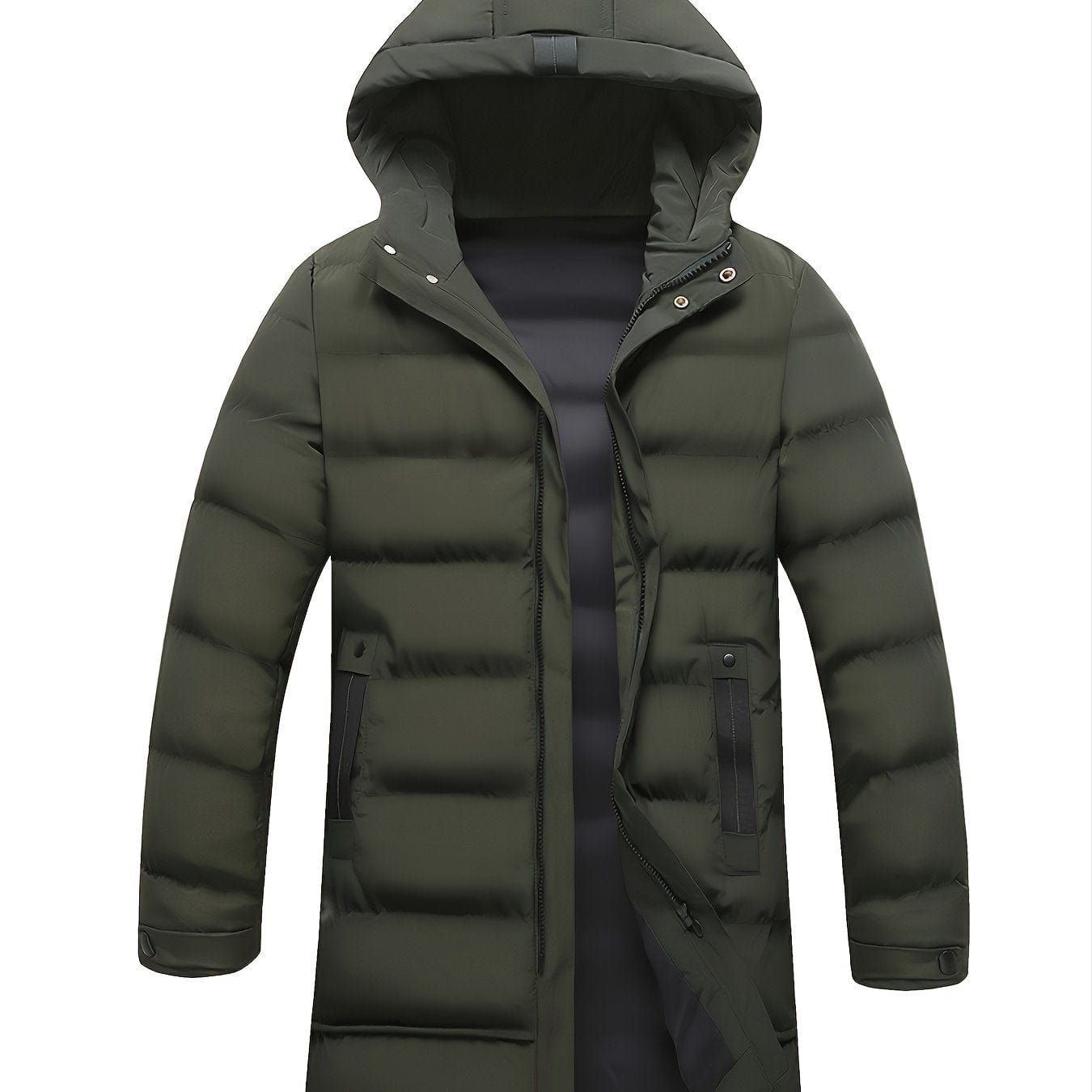 Men's Mid-length Winter Thickened Warm Hooded Padded Jacket