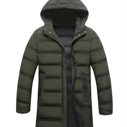 Men's Mid-length Winter Thickened Warm Hooded Padded Jacket