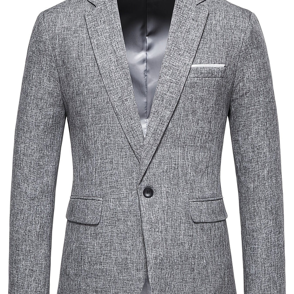 Men's Casual Grey Blazer Suit With One Button
