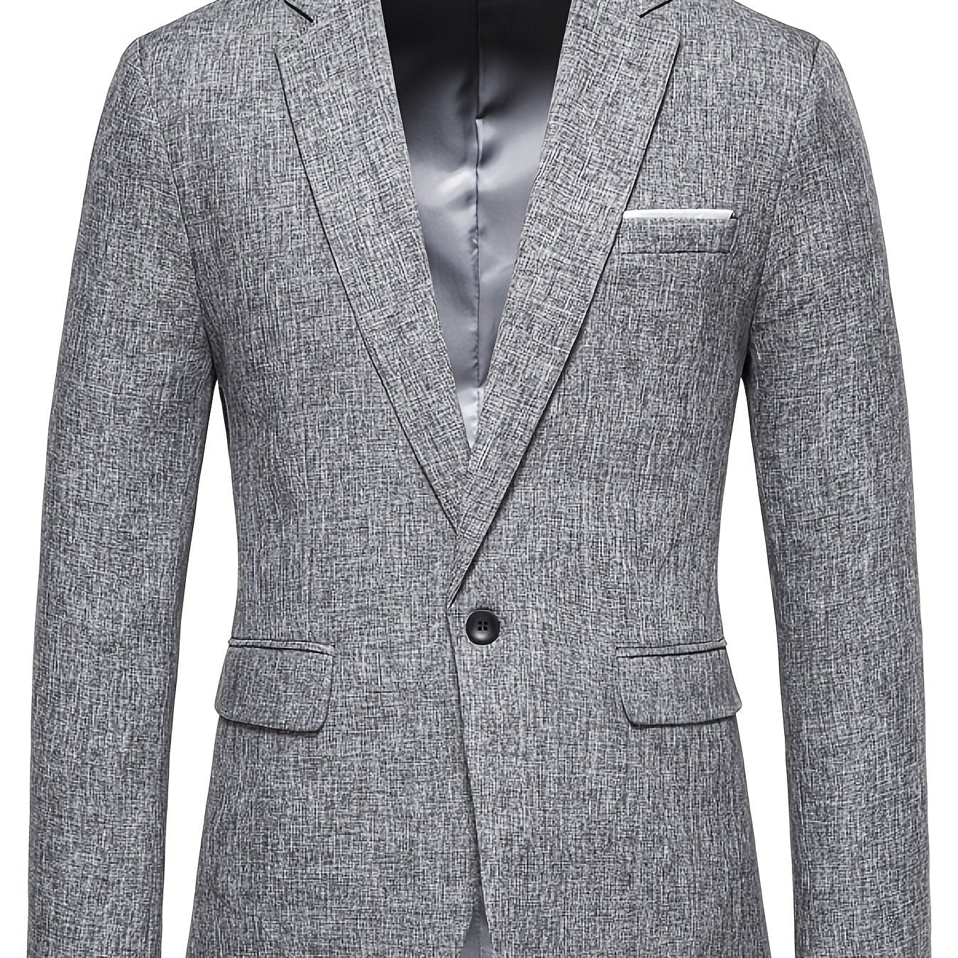 Men's Casual Grey Blazer Suit With One Button