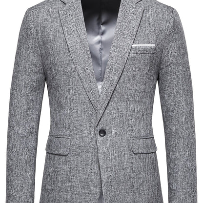 Men's Casual Grey Blazer Suit With One Button