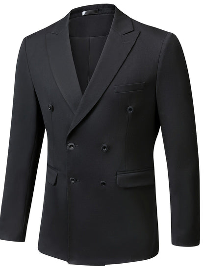 Men's Gentlemen Double Breasted Suit Blazer & Pants Set For Party Performance Business Occasion