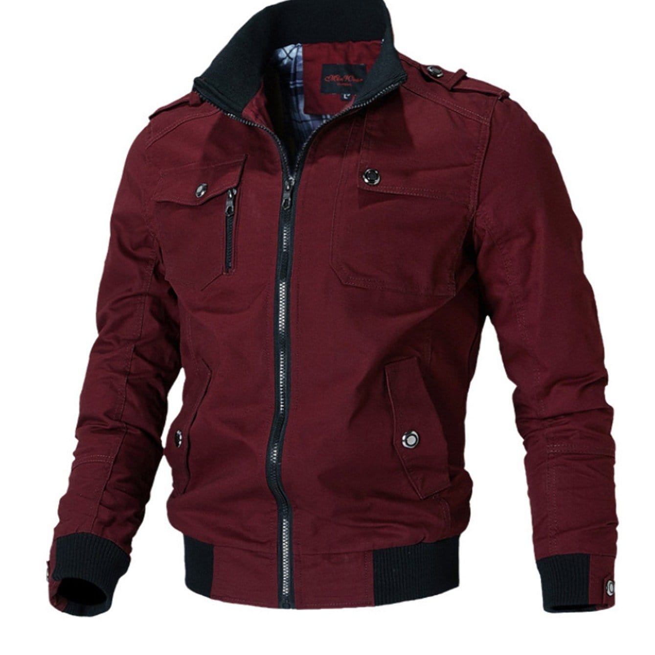 Men's Casual Stand-up Collar Jacket With Multi Pockets