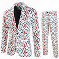 Funny Suit For Men Printed Christmas Elk Includes Jacket, Pants