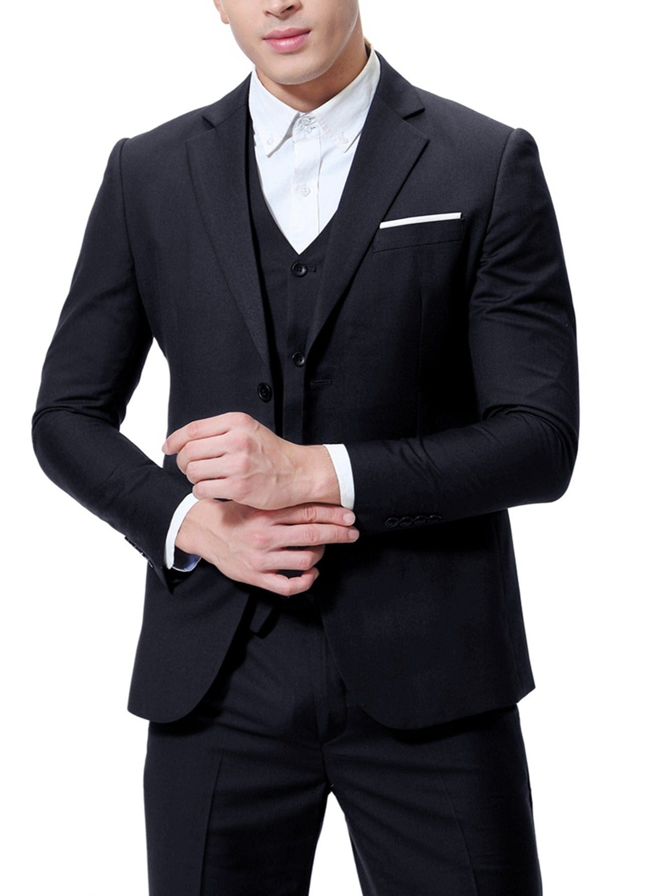 2022 New Men's Two-button Business Casual Suit Three-piece Suit