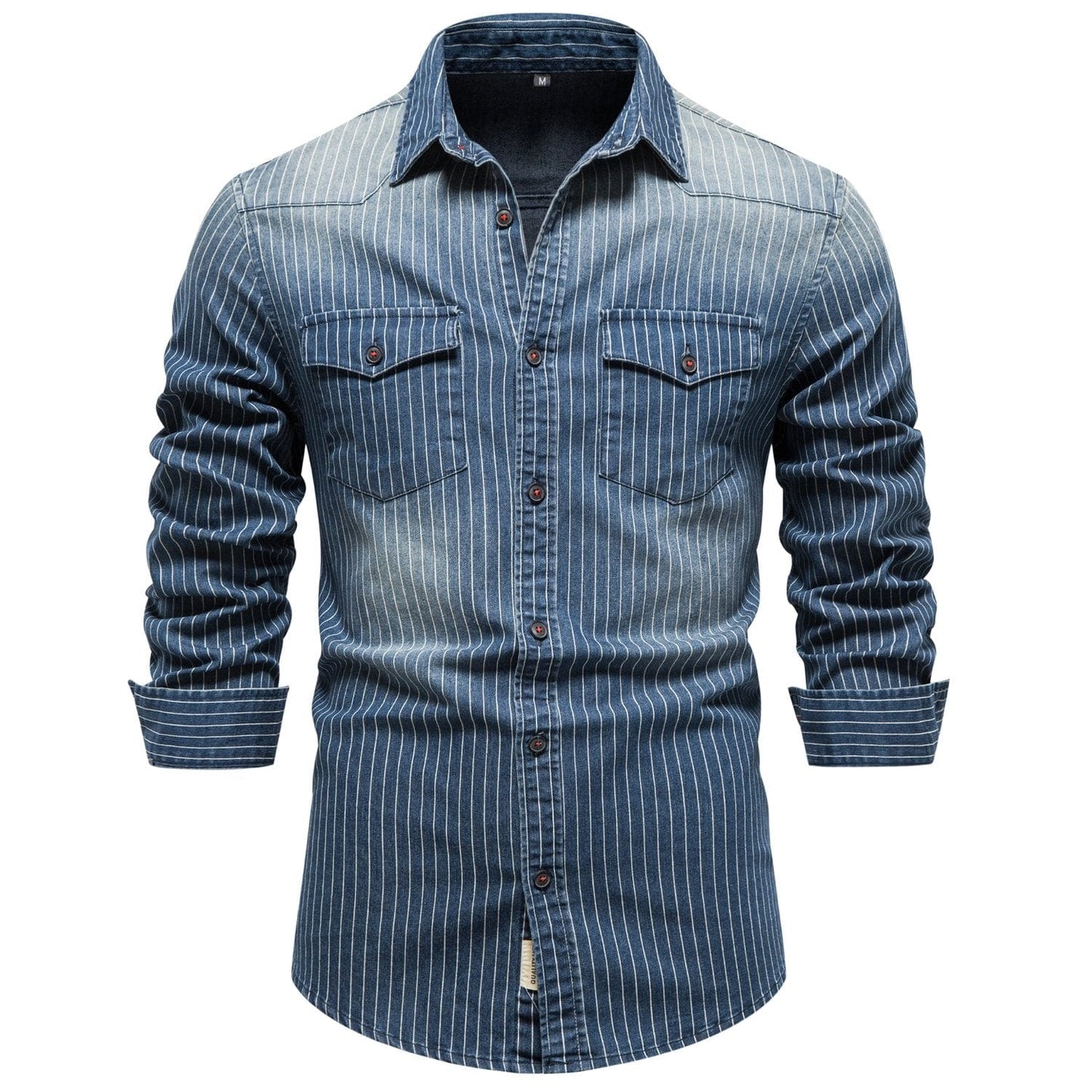 Striped Stretch Men's Denim Shirts Male Jeans Casual Slim