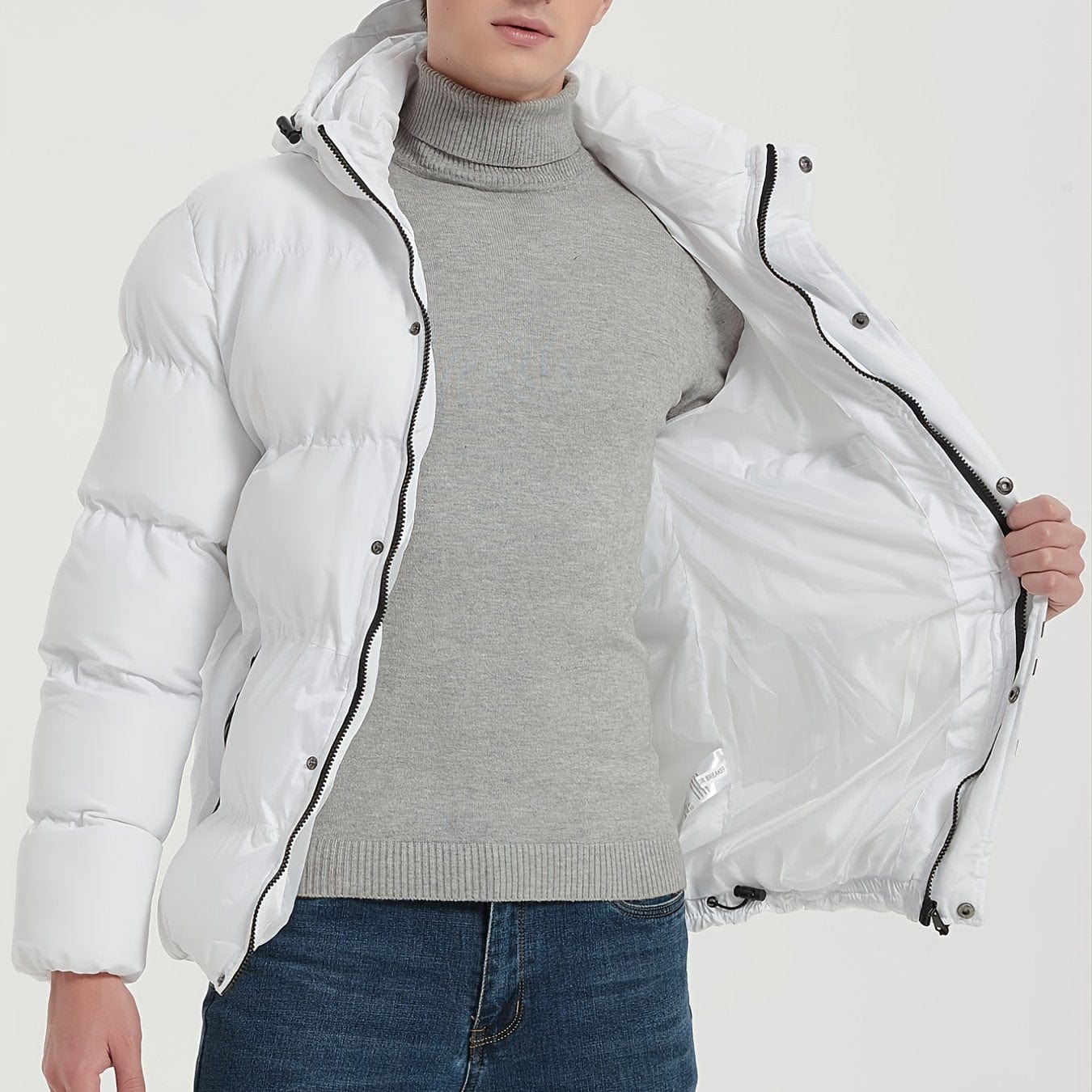 Men's New Cotton Coat Hooded Printed Puffer Winter Coat