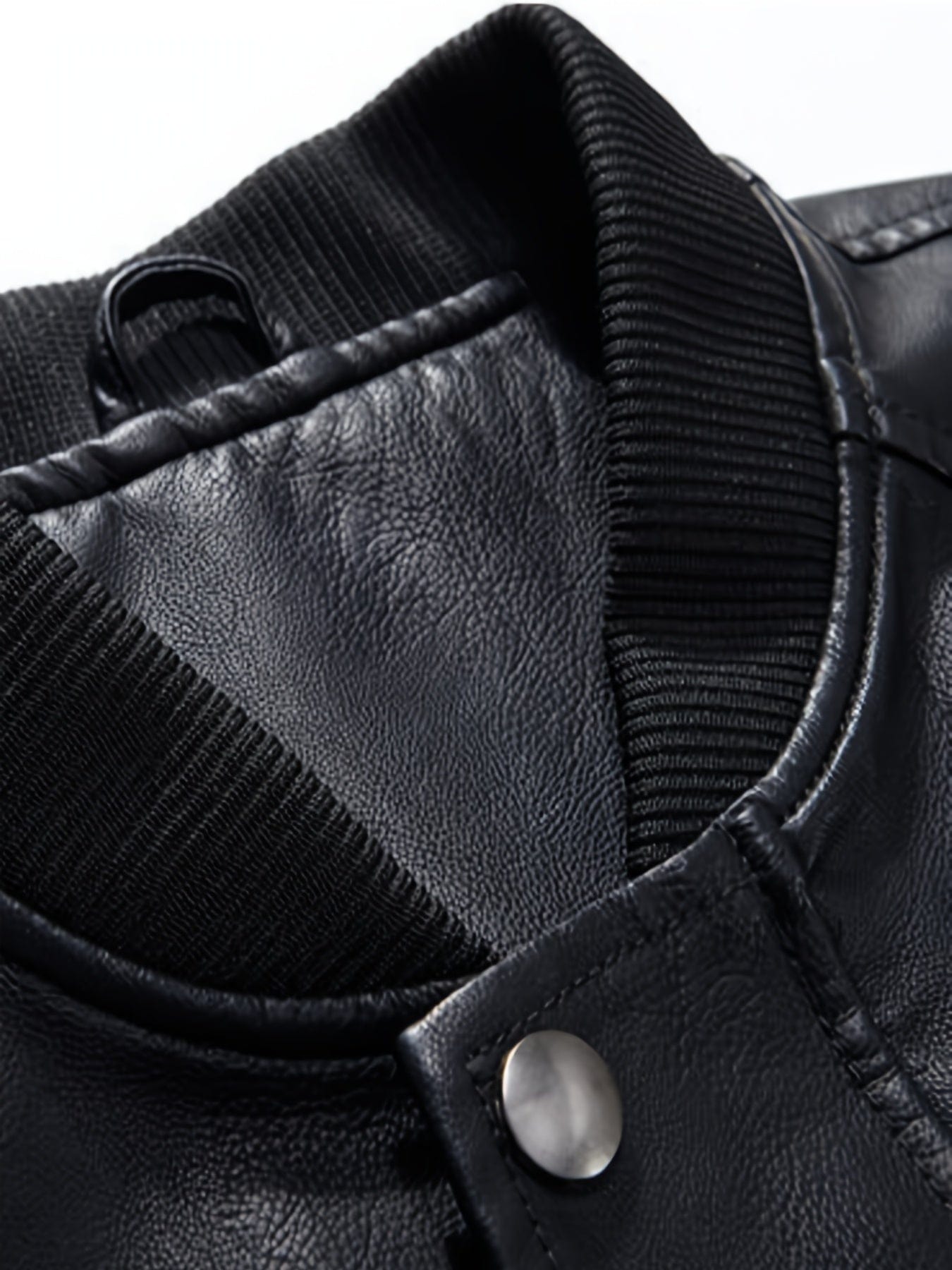 Men's Stand Collar Pu Leather Coat, Baseball Modern Jacket, Casual Long Sleeve Motorcycle Outwear Jacket