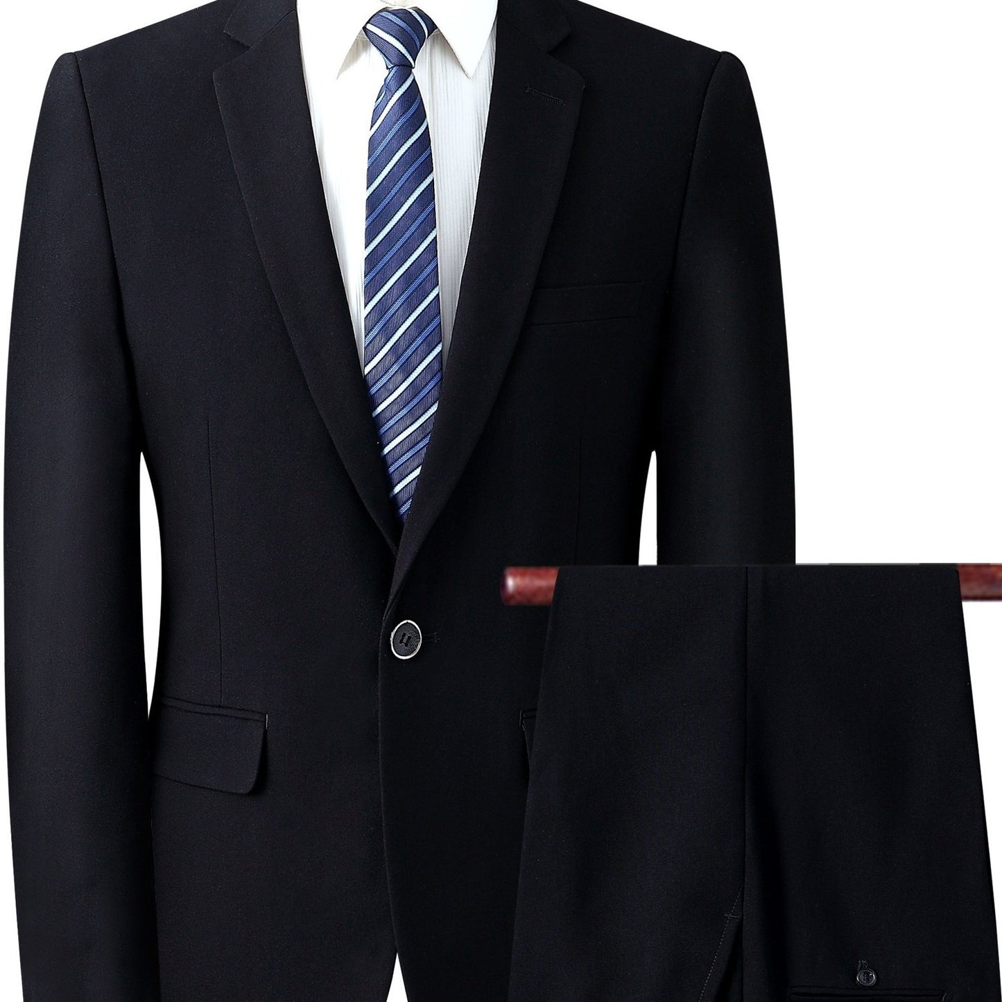 Solid Suits, Men's One Button Slim Fit Business Suit + Dress Pants