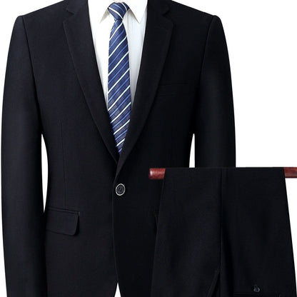 Solid Suits, Men's One Button Slim Fit Business Suit + Dress Pants